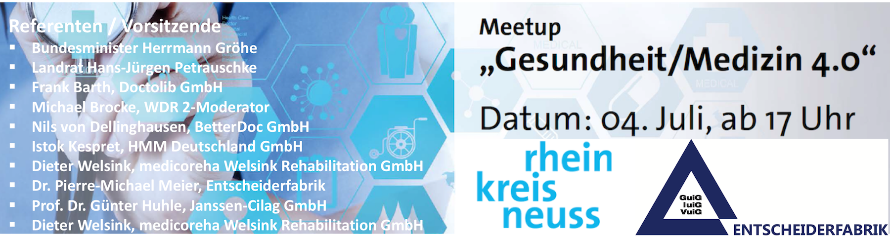 Meetup Gesundheit / Medizin 4.0 am 07.04.2017 um 17:00 mit Bundesgesundheitsminister Herrmann Größe